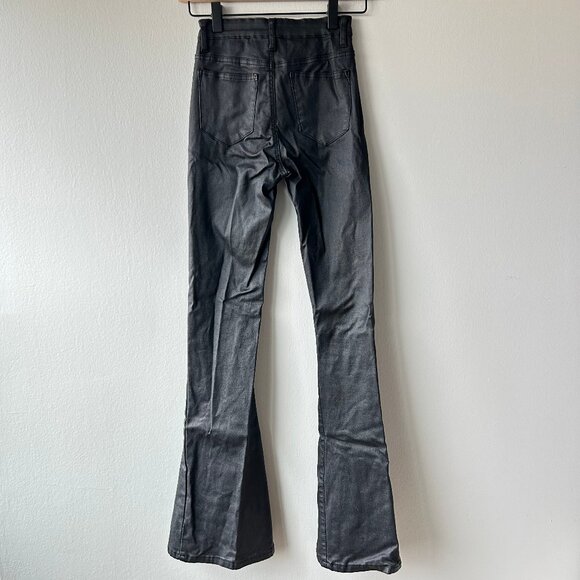 Edikted Faux Leather Flare Jeans Black Coated Denim Y2K Size XS Women’s - Picture 3 of 8